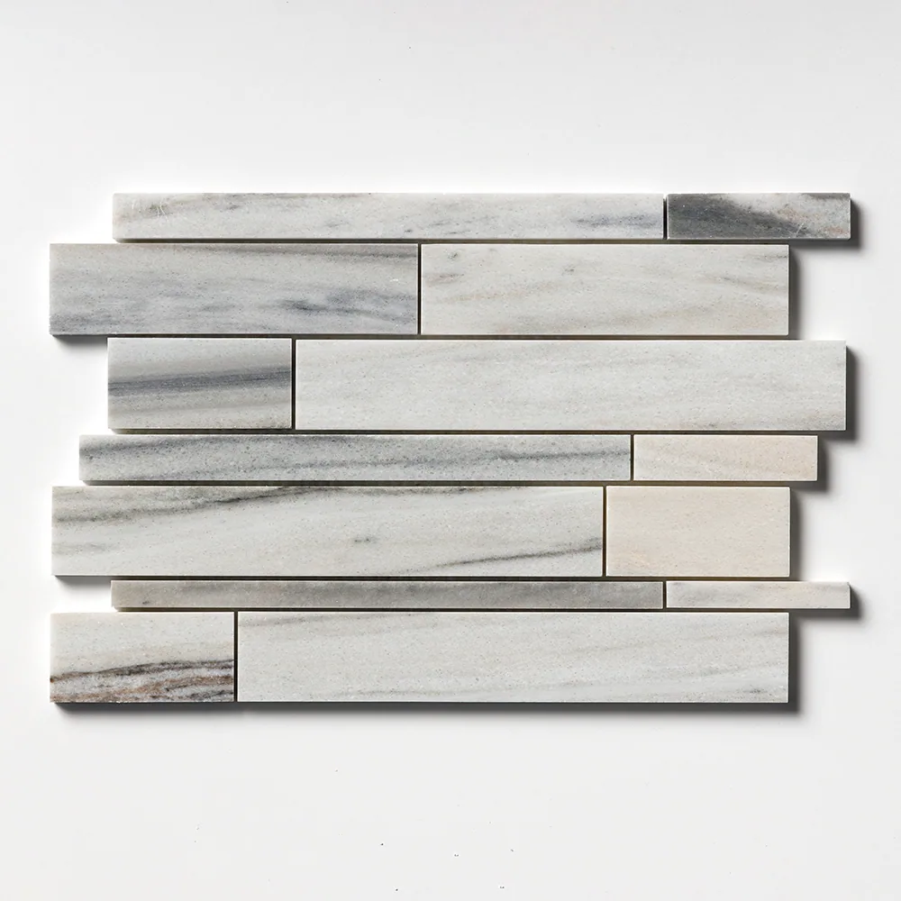 The full Verona Slides sheet seen straight on, its staggered strips running horizontally in banded grey and white marble.